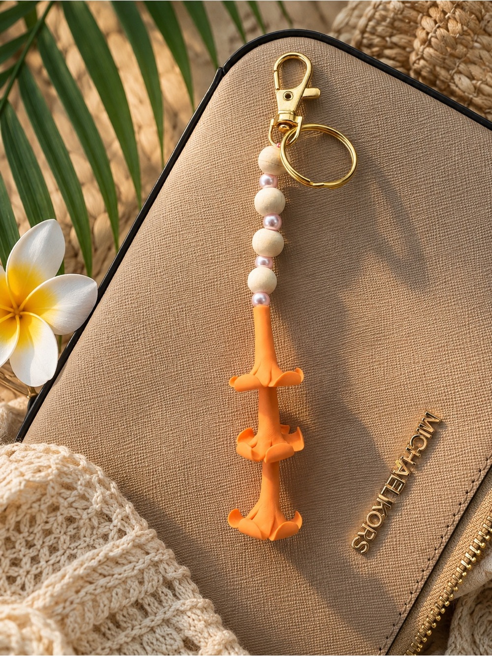 Orange Hawaiian Keychain Charm